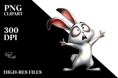 Cartoon Rabbit with Dramatic Pose PNG Product Image 2