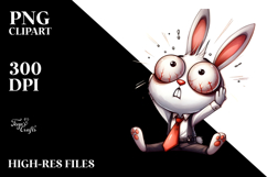 Goofy Cartoon Rabbit Watercolor PNG Product Image 2