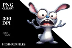 Goofy Cartoon Rabbit Watercolor PNG Product Image 2