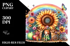 Colorful Fairy House Rainbow | Sublimation | Clipart Product Image 1