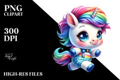 Cute Baby Unicorn Running PNG Product Image 2