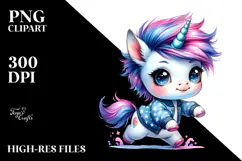 Cute Baby Unicorn Running PNG Product Image 2