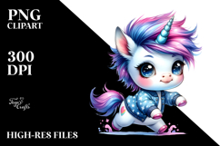 Cute Baby Unicorn Running PNG Product Image 2