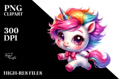 Cute Baby Unicorn Running PNG Product Image 2