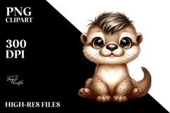 Cute Baby Otter Cool Haircut PNG Product Image 2
