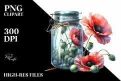 Colorful Large Poppy Jar | Sublimation | Clipart Product Image 3