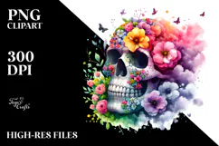 Grungy Skull, Colorful PNG Product Image 2