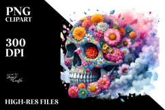 Skull Spring Flowers PNG Product Image 2