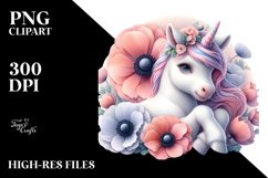Cute Baby Unicorn with Anemone Frame | Clipart Product Image 3