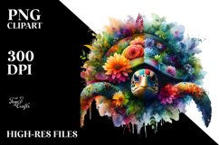 Vibrant Turtle Made of Flowers | Sublimation | Clipart Product Image 1
