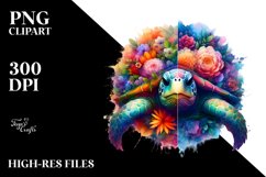 Vibrant Turtle Made of Flowers | Sublimation | Clipart Product Image 3