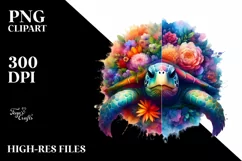 Vibrant Turtle Made of Flowers | Sublimation | Clipart Product Image 3