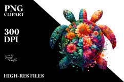 Vibrant Turtle Made of Flowers | Sublimation | Clipart Product Image 3