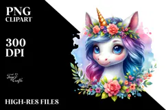 Cute Baby Unicorn Sitting PNG Product Image 2