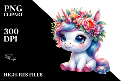 Cute Baby Unicorn Sitting PNG Product Image 2