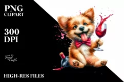 Crazy Dog Wine Summer Sticker Flower Sublimation Clipart Product Image 1