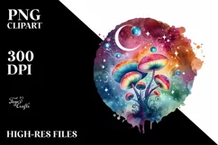 Colorful Magical Mushroom Sublimation Clipart Product Image 3