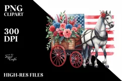 Horse Wagon USA Flowers Watercolor Product Image 1