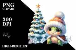Cute Winter Baby Turtle PNG Product Image 1