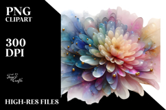 Glossy Pastel Chrysanthemum Watercolor PNG Product Image 2