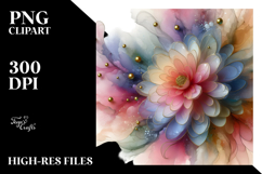 Glossy Pastel Chrysanthemum Watercolor PNG Product Image 2