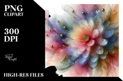Glossy Pastel Chrysanthemum Watercolor PNG Product Image 2