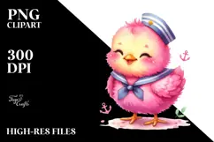 Colorful Chicken with Sailor Hat PNG Product Image 2