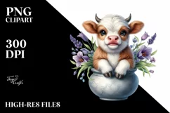 Cute Smiling Highland Cow | Sublimation Clipart Product Image 1
