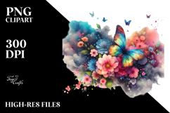 Colorful Butterfly Flowers PNG Product Image 2