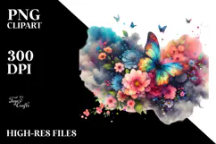 Colorful Butterfly Flowers PNG Product Image 2