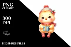 Cute Baby Chicken with Santa Hat PNG Product Image 3