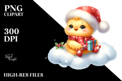 Cute Baby Chicken with Santa Hat PNG Product Image 2