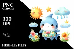 Whimsical Shark Baby Hummingbird | Sublimation | Clipart Product Image 1