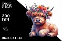 Colorful Highland Cow, Vibrant PNG Product Image 1