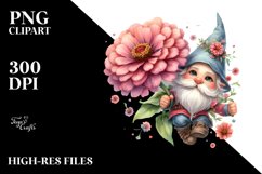 Floating Gnome with Zinnia PNG Product Image 2