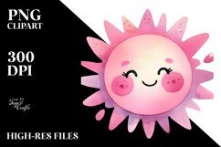 Simple Pinkish Smiling Sun PNG Product Image 2