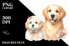 Watercolor Cute Pastel Golden Retriever Sticker Clipart Product Image 1