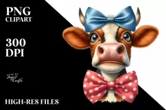 Cow Sublimation Clipart Funny Cow Portrait Product Image 1