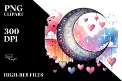 Simple Half Moon with Hearts PNG Product Image 2