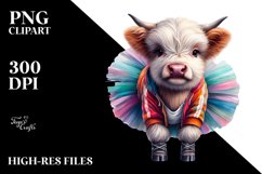 Colorful Baby Highland Cow Contemporary Dancer&#039;s Outfit PNG Product Image 3