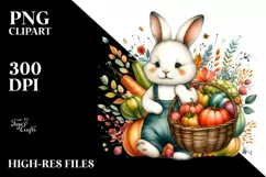 Colorful Baby Rabbit with Basket | Sublimation | Clipart Product Image 1