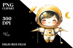 Whimsical Astronaut Girl in Yellowish Product Image 1