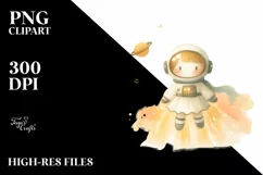 Whimsical Astronaut Girl in Yellowish Product Image 3