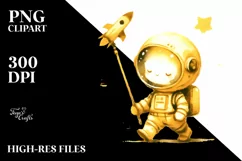 Whimsical Astronaut Girl in Yellowish Product Image 3
