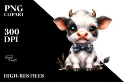 Contempt Baby Cow with Bow and Tie PNG Product Image 2