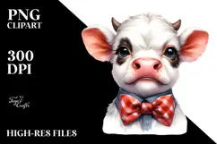 Disgusted Baby Cow with Bow and Tie PNG Product Image 2