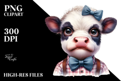 Disgusted Baby Cow with Bow and Tie PNG Product Image 2