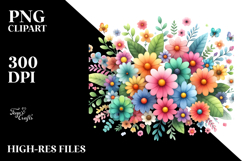 Colorful Skull Half Flower PNG Product Image 2