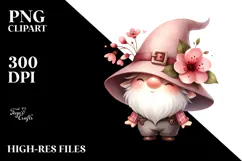 Cute GNOME with Cherry Blossom, High-Quality PNG Product Image 2