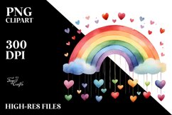 Simple Rainbow with Hearts PNG Product Image 2